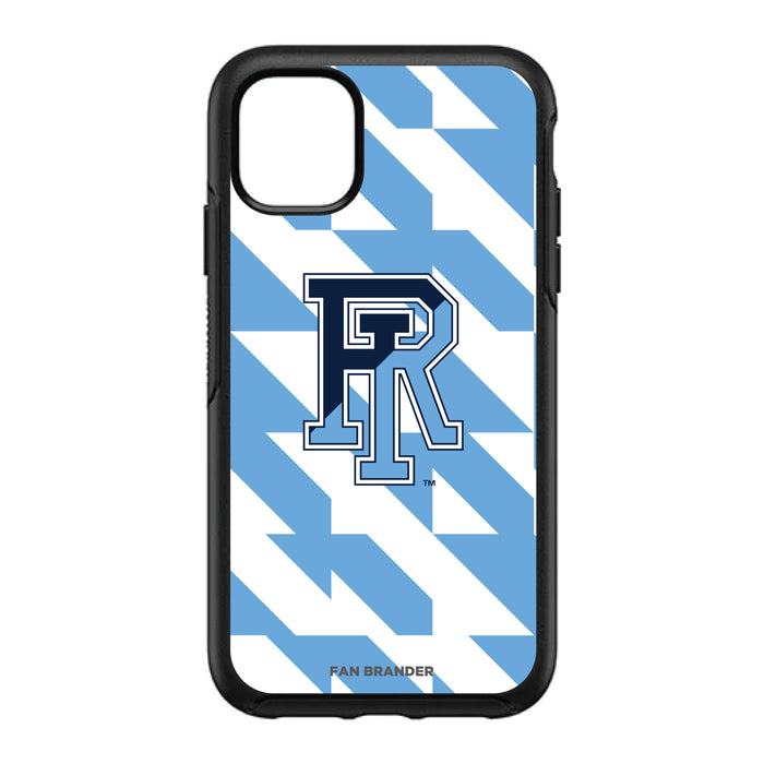 OtterBox Black Phone case with Rhode Island Rams Primary Logo on Geometric Quad Background