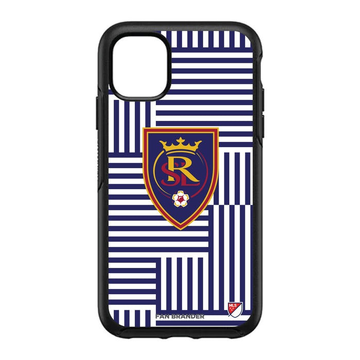OtterBox Black Phone case with Real Salt Lake Primary Logo on Geometric Lines Background