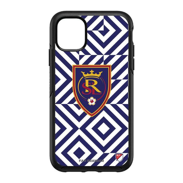 OtterBox Black Phone case with Real Salt Lake Primary Logo on Geometric Diamonds Background