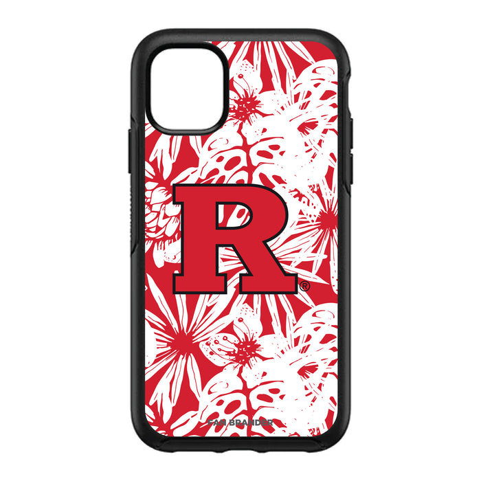 OtterBox Black Phone case with Rutgers Scarlet Knights Primary Logo With Team Color Hawain Pattern