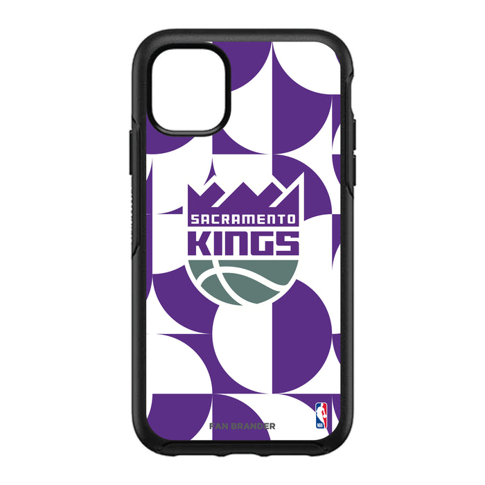 OtterBox Black Phone case with Sacramento Kings Primary Logo on Geometric Circle Background