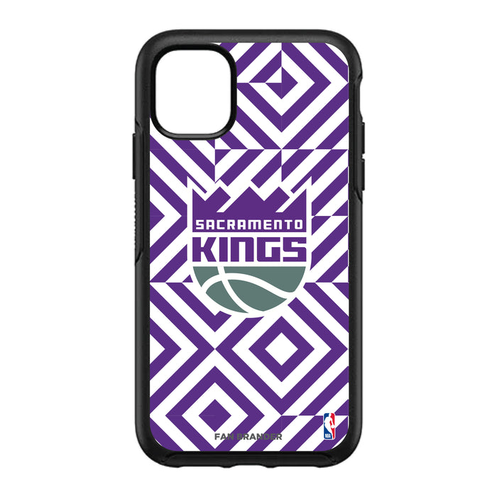 OtterBox Black Phone case with Sacramento Kings Primary Logo on Geometric Diamonds Background