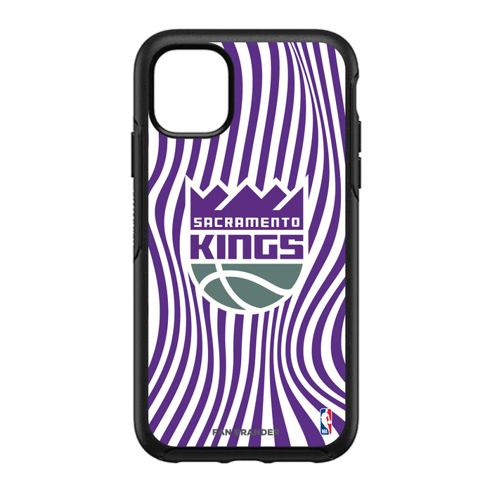 OtterBox Black Phone case with Sacramento Kings Primary Logo With Team Groovey Lines