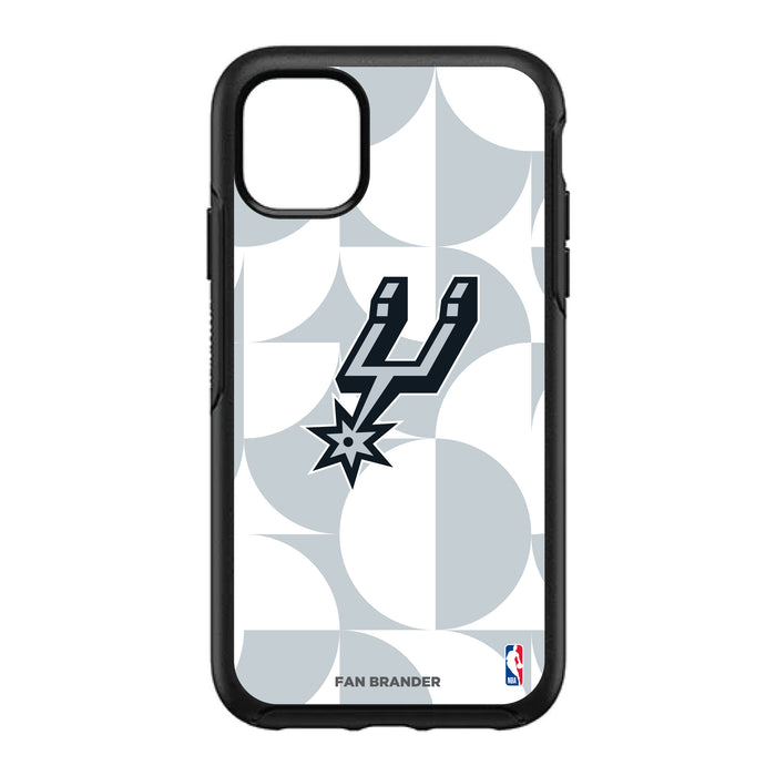 OtterBox Black Phone case with San Antonio Spurs Primary Logo on Geometric Circle Background