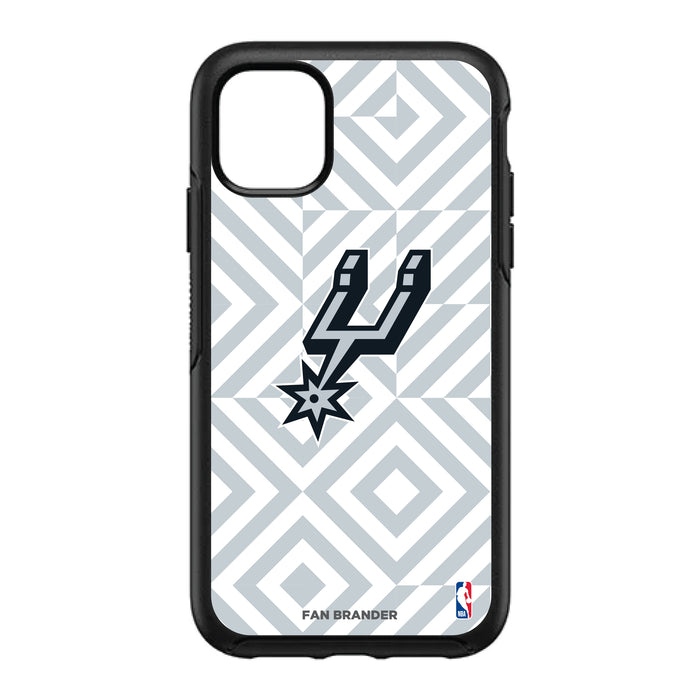 OtterBox Black Phone case with San Antonio Spurs Primary Logo on Geometric Diamonds Background