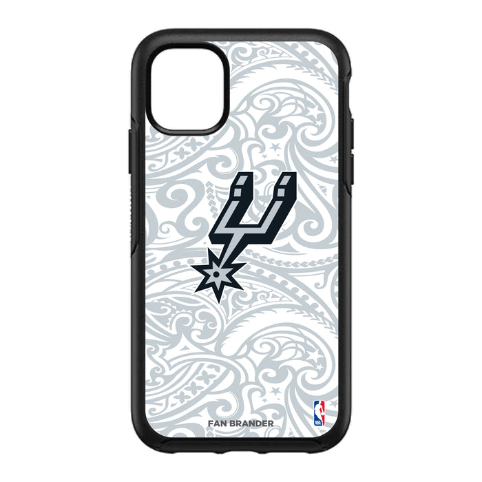OtterBox Black Phone case with San Antonio Spurs Primary Logo With Team Color Tribal Background