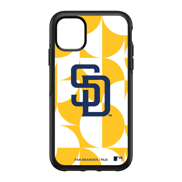 OtterBox Black Phone case with San Diego Padres Primary Logo on Geometric Circle Background