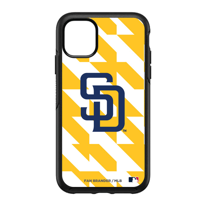 OtterBox Black Phone case with San Diego Padres Primary Logo on Geometric Quads Background