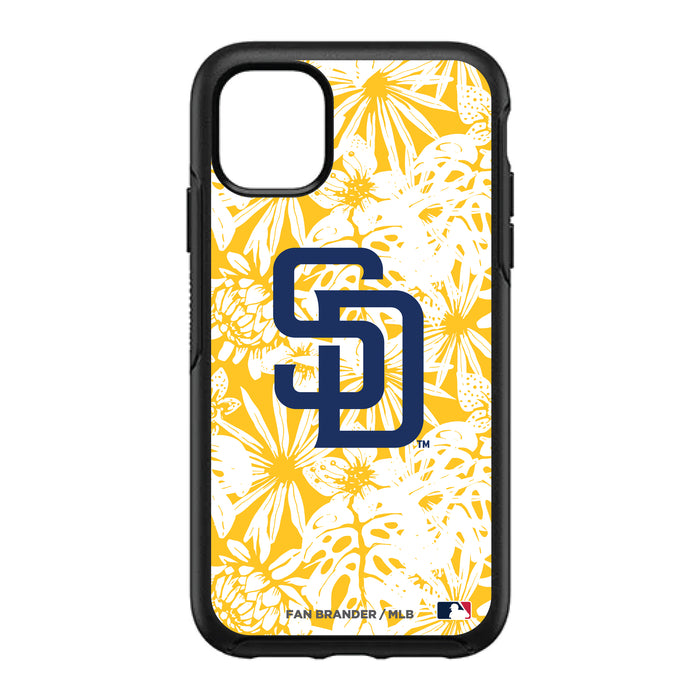 OtterBox Black Phone case with San Diego Padres Primary Logo With Team Color Hawain Pattern