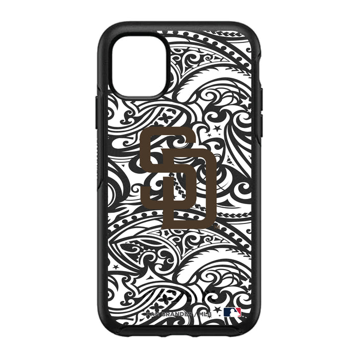 OtterBox Black Phone case with San Diego Padres Primary Logo With Black Tribal