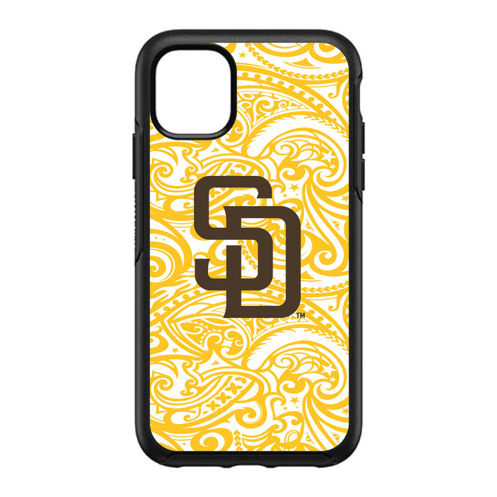OtterBox Black Phone case with San Diego Padres Primary Logo With Team Color Tribal Background