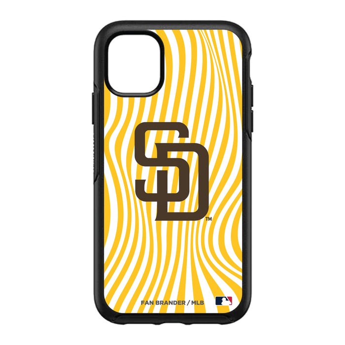OtterBox Black Phone case with San Diego Padres Primary Logo With Team Groovey Lines