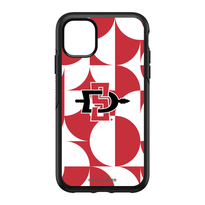 OtterBox Black Phone case with San Diego State Aztecs Primary Logo on Geometric Circle Background