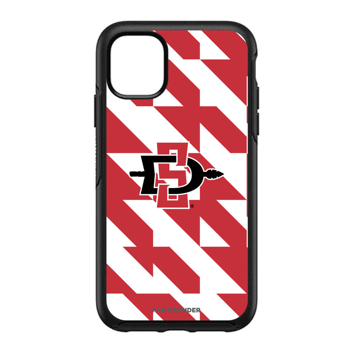 OtterBox Black Phone case with San Diego State Aztecs Primary Logo on Geometric Quad Background