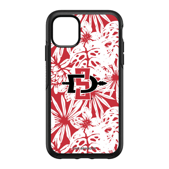 OtterBox Black Phone case with San Diego State Aztecs Primary Logo With Team Color Hawain Pattern