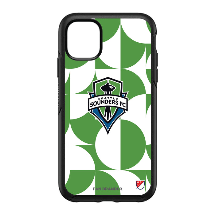 OtterBox Black Phone case with Seatle Sounders Primary Logo on Geometric Circle Background