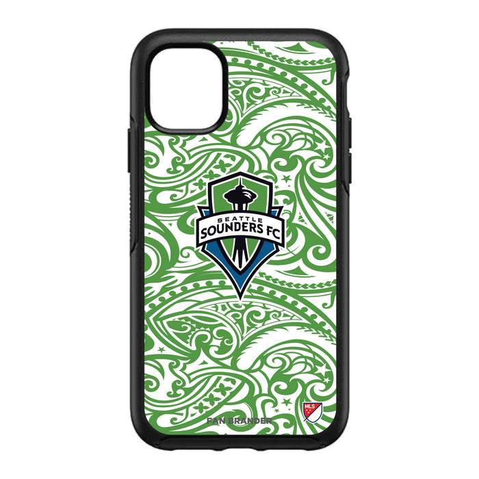 OtterBox Black Phone case with Seatle Sounders Primary Logo With Team Color Tribal Background