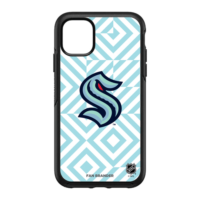 OtterBox Black Phone case with Seattle Kraken Primary Logo on Geometric Diamonds Background