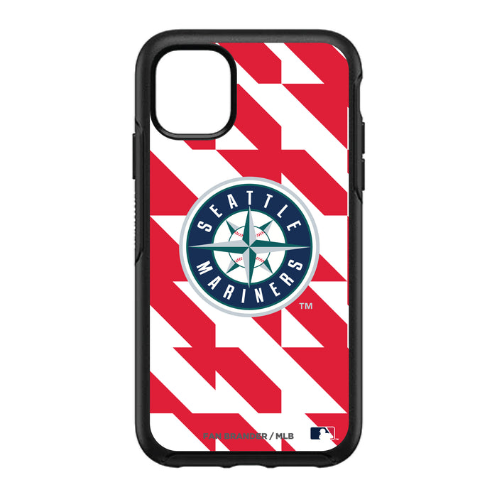 OtterBox Black Phone case with Seattle Mariners Primary Logo on Geometric Quads Background