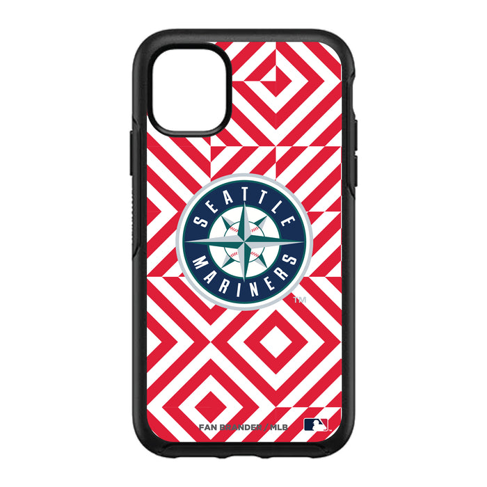 OtterBox Black Phone case with Seattle Mariners Primary Logo on Geometric Diamonds Background