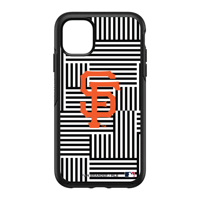 OtterBox Black Phone case with San Francisco Giants Primary Logo on Geometric Lines Background