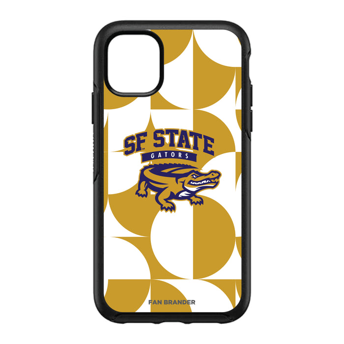 OtterBox Black Phone case with San Francisco State U Gators Primary Logo on Geometric Circle Background