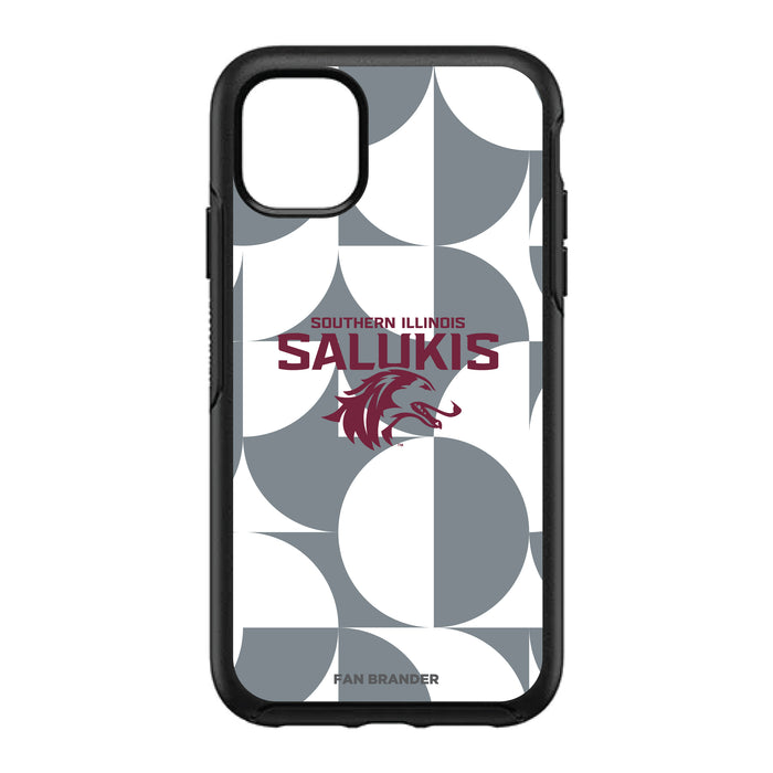 OtterBox Black Phone case with Southern Illinois Salukis Primary Logo on Geometric Circle Background