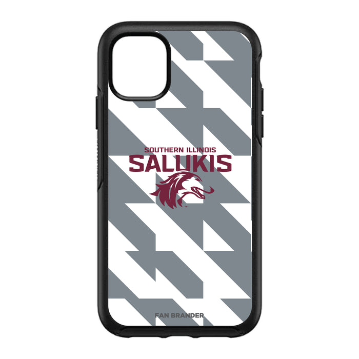 OtterBox Black Phone case with Southern Illinois Salukis Primary Logo on Geometric Quad Background