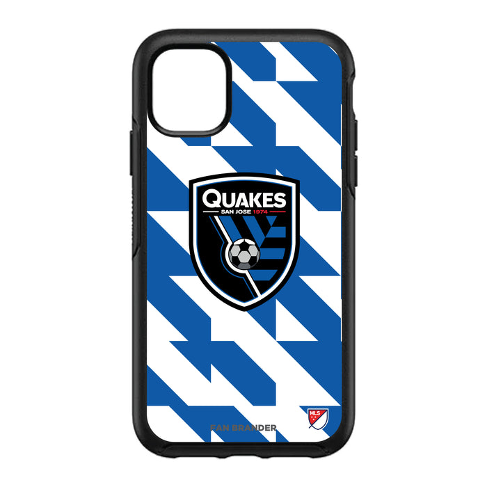 OtterBox Black Phone case with San Jose Earthquakes Primary Logo on Geometric Quad Background