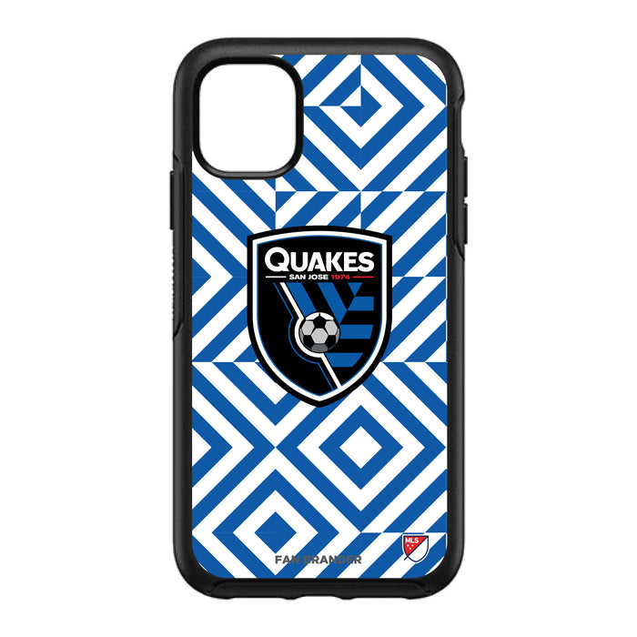 OtterBox Black Phone case with San Jose Earthquakes Primary Logo on Geometric Diamonds Background