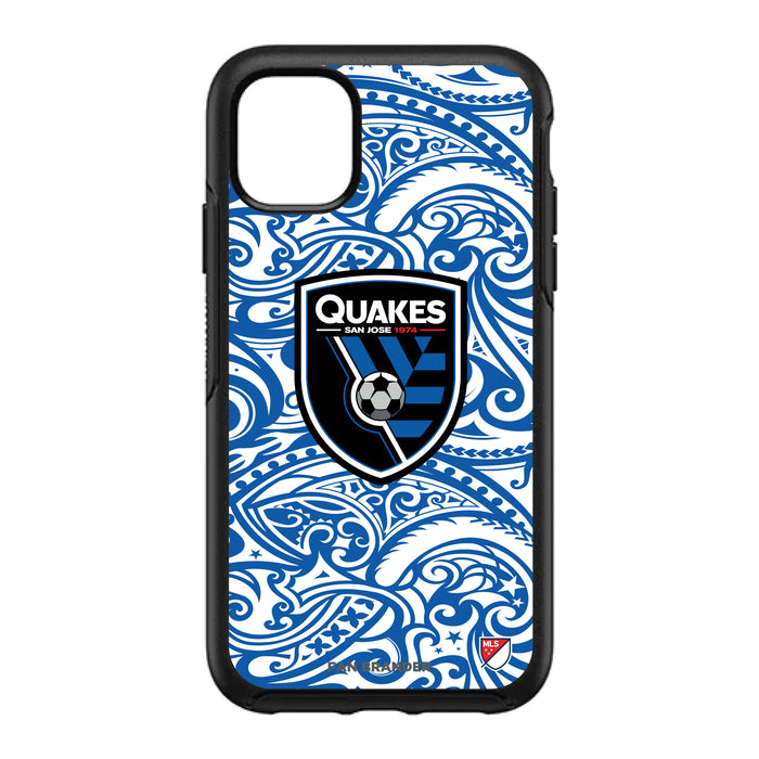 OtterBox Black Phone case with San Jose Earthquakes Primary Logo With Team Color Tribal Background