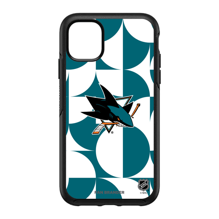 OtterBox Black Phone case with San Jose Sharks Primary Logo on Geometric Circle Background