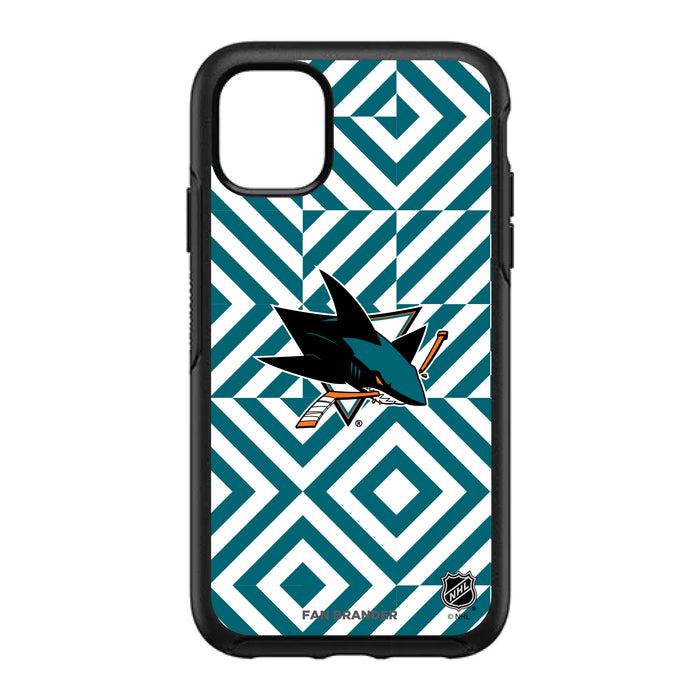OtterBox Black Phone case with San Jose Sharks Primary Logo on Geometric Diamonds Background