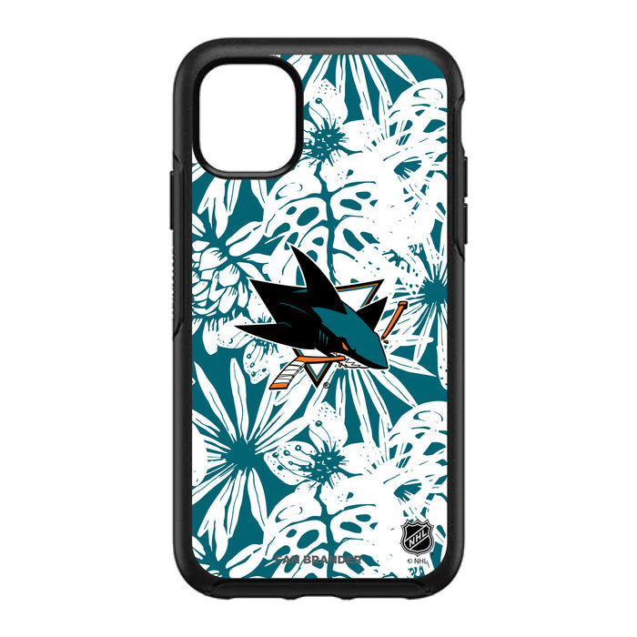OtterBox Black Phone case with San Jose Sharks Primary Logo With Team Color Hawain Pattern