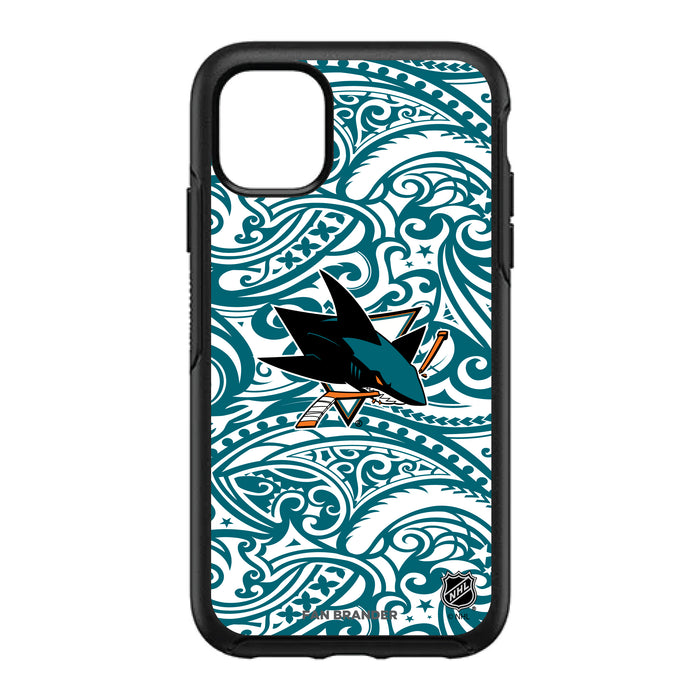 OtterBox Black Phone case with San Jose Sharks Primary Logo With Team Color Tribal Background
