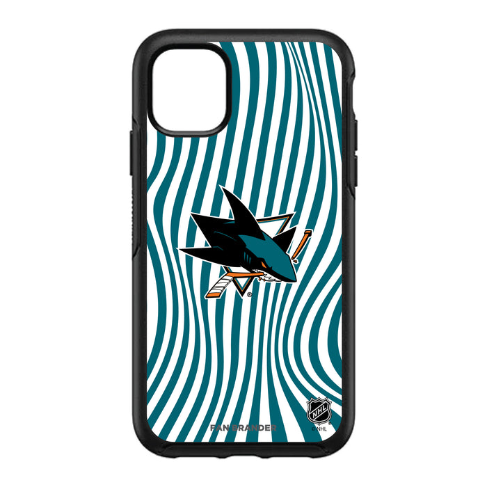 OtterBox Black Phone case with San Jose Sharks Primary Logo With Team Groovey Lines