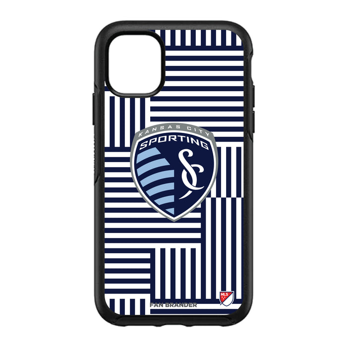 OtterBox Black Phone case with Sporting Kansas City Primary Logo on Geometric Lines Background