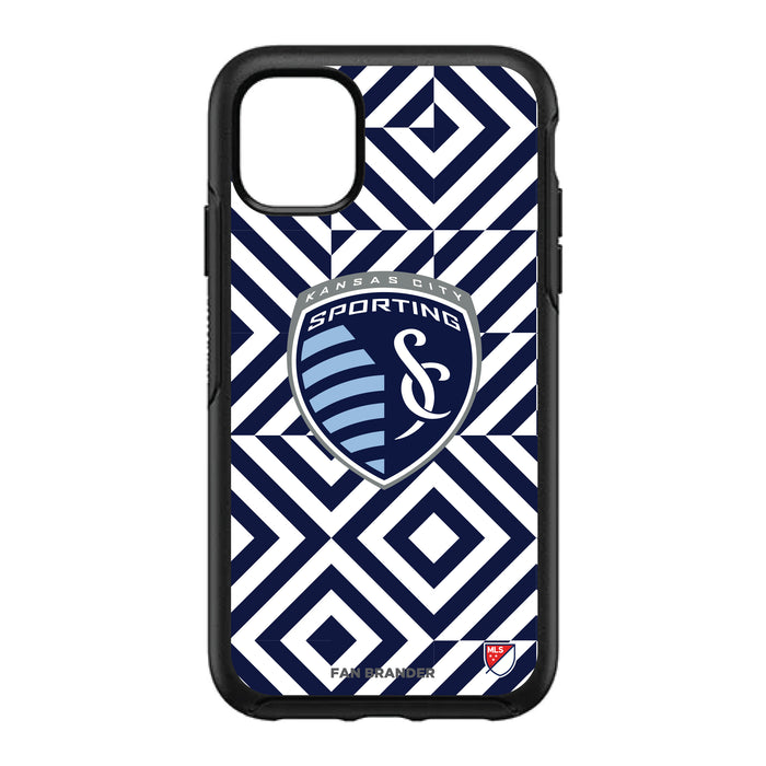 OtterBox Black Phone case with Sporting Kansas City Primary Logo on Geometric Diamonds Background