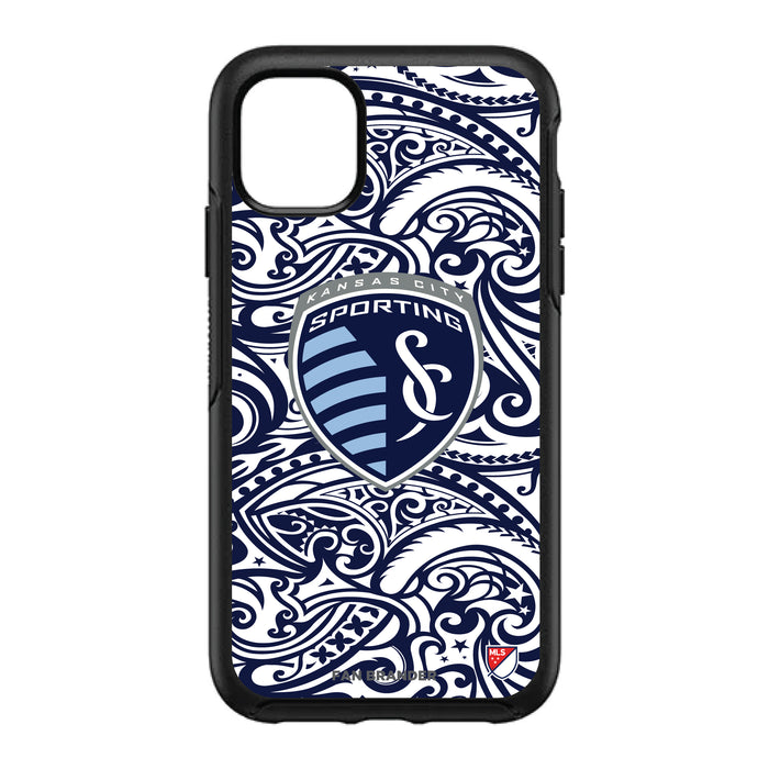 OtterBox Black Phone case with Sporting Kansas City Primary Logo With Team Color Tribal Background