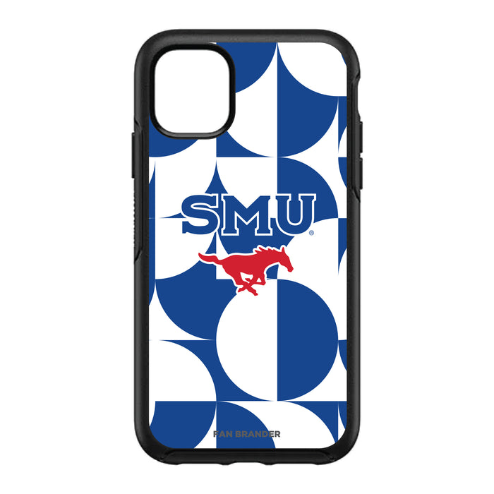 OtterBox Black Phone case with SMU Mustangs Primary Logo on Geometric Circle Background