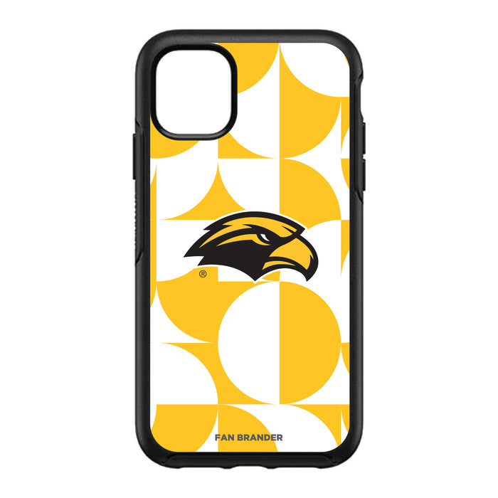 OtterBox Black Phone case with Southern Mississippi Golden Eagles Primary Logo on Geometric Circle Background