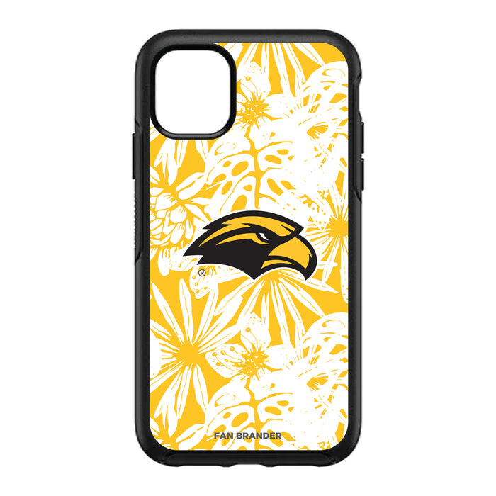 OtterBox Black Phone case with Southern Mississippi Golden Eagles Primary Logo With Team Color Hawain Pattern