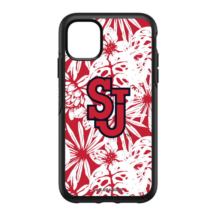 OtterBox Black Phone case with St. John's Red Storm Primary Logo With Team Color Hawain Pattern