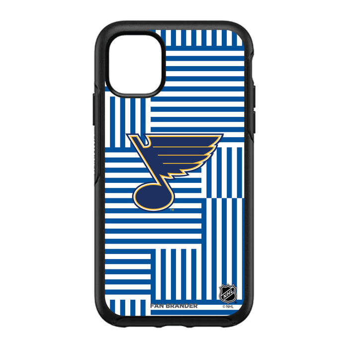 OtterBox Black Phone case with St. Louis Blues Primary Logo on Geometric Lines Background
