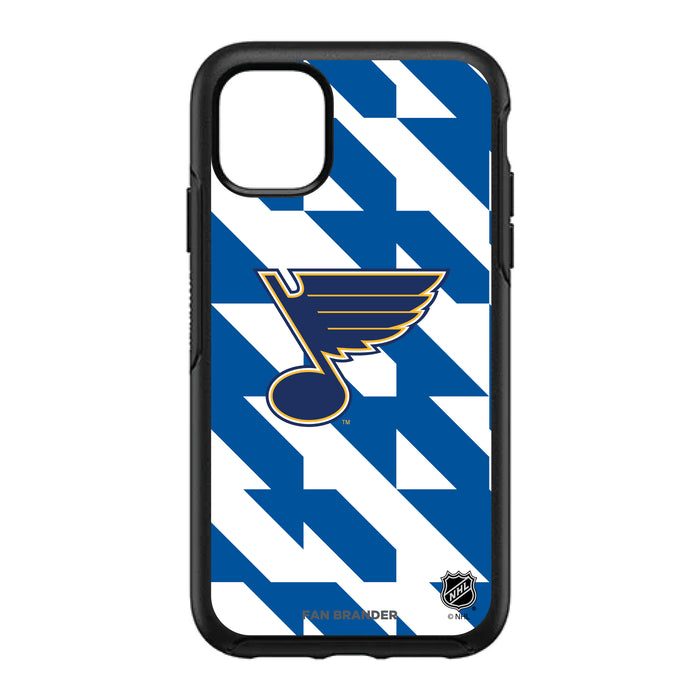 OtterBox Black Phone case with St. Louis Blues Primary Logo on Geometric Quad Background
