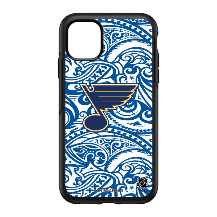 OtterBox Black Phone case with St. Louis Blues Primary Logo With Team Color Tribal Background