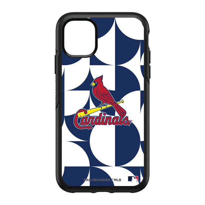 OtterBox Black Phone case with St. Louis Cardinals Primary Logo on Geometric Circle Background