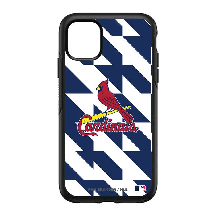 OtterBox Black Phone case with St. Louis Cardinals Primary Logo on Geometric Quads Background