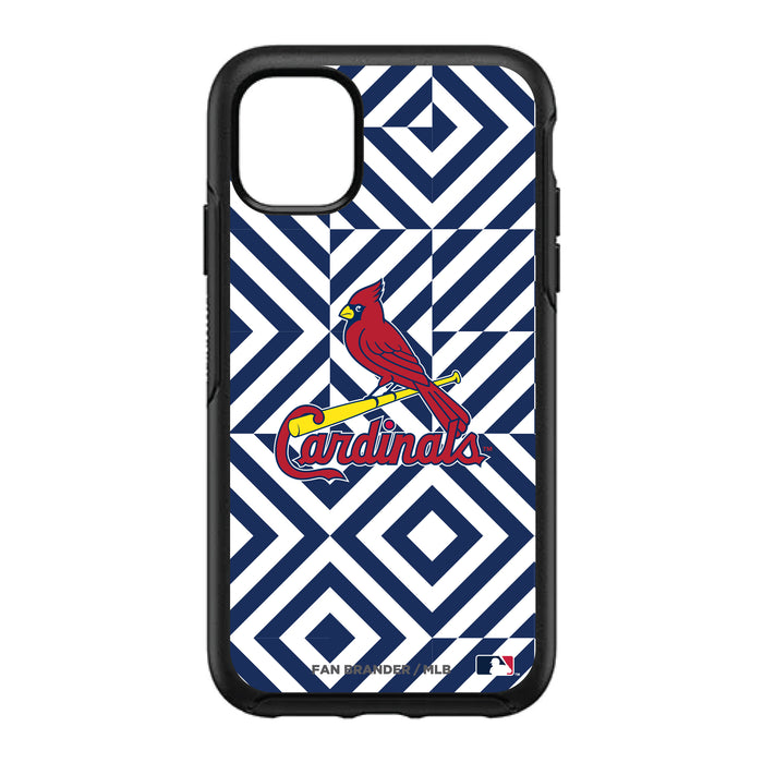 OtterBox Black Phone case with St. Louis Cardinals Primary Logo on Geometric Diamonds Background
