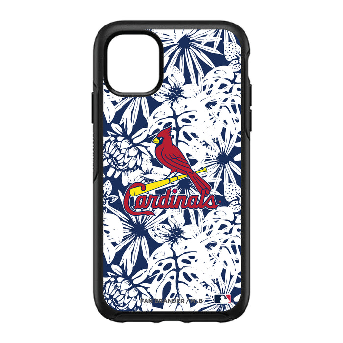 OtterBox Black Phone case with St. Louis Cardinals Primary Logo With Team Color Hawain Pattern